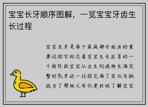 宝宝长牙顺序图解，一览宝宝牙齿生长过程